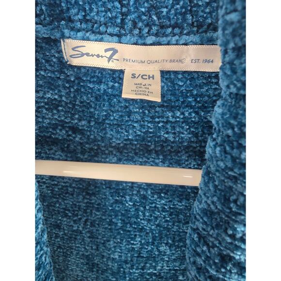 Seven7 Chenille Cardigan S Womens Blue Long Sleeve Open Front Super Soft - Picture 4 of 6
